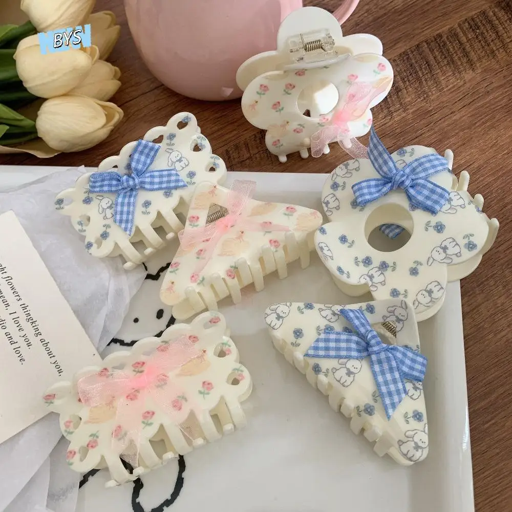 

Sweet Acetic Acid Flower Grab Clip Grab Clip Claw Clip Bowknot Hair Claw Headdress Ponytail Holder Floral Claw Clip Ladies