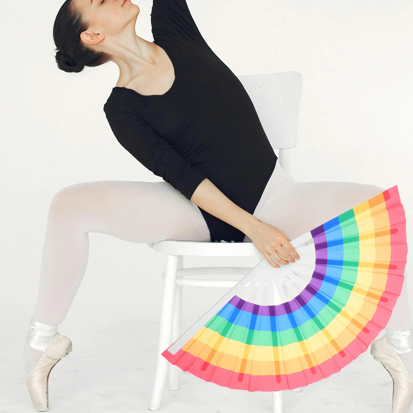 

Portable Rainbow Foldable Fan Lightweight Cooling Accessory for Pride Month Parties and Travel Use Wedding Foldable Hand Fans