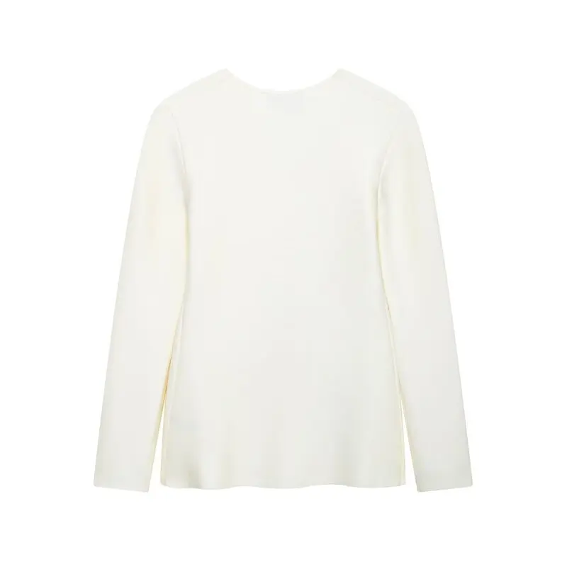 Lente 2025, dames gebreid lang Sve V-Ne Jaet Veelzijdig Quali Simplici Nieuwe collectie Woon-werk Sle Normale lengte