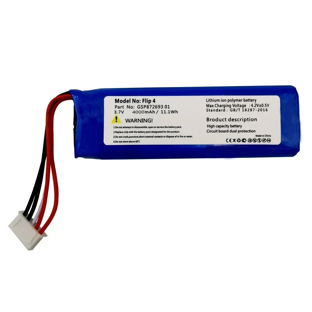 2024 Years Replacement GSP872693 01 3.7v 4000mAh Battery For JBL Flip 4 / Flip4 Special Edition Bateria Batterij Fast Shipping