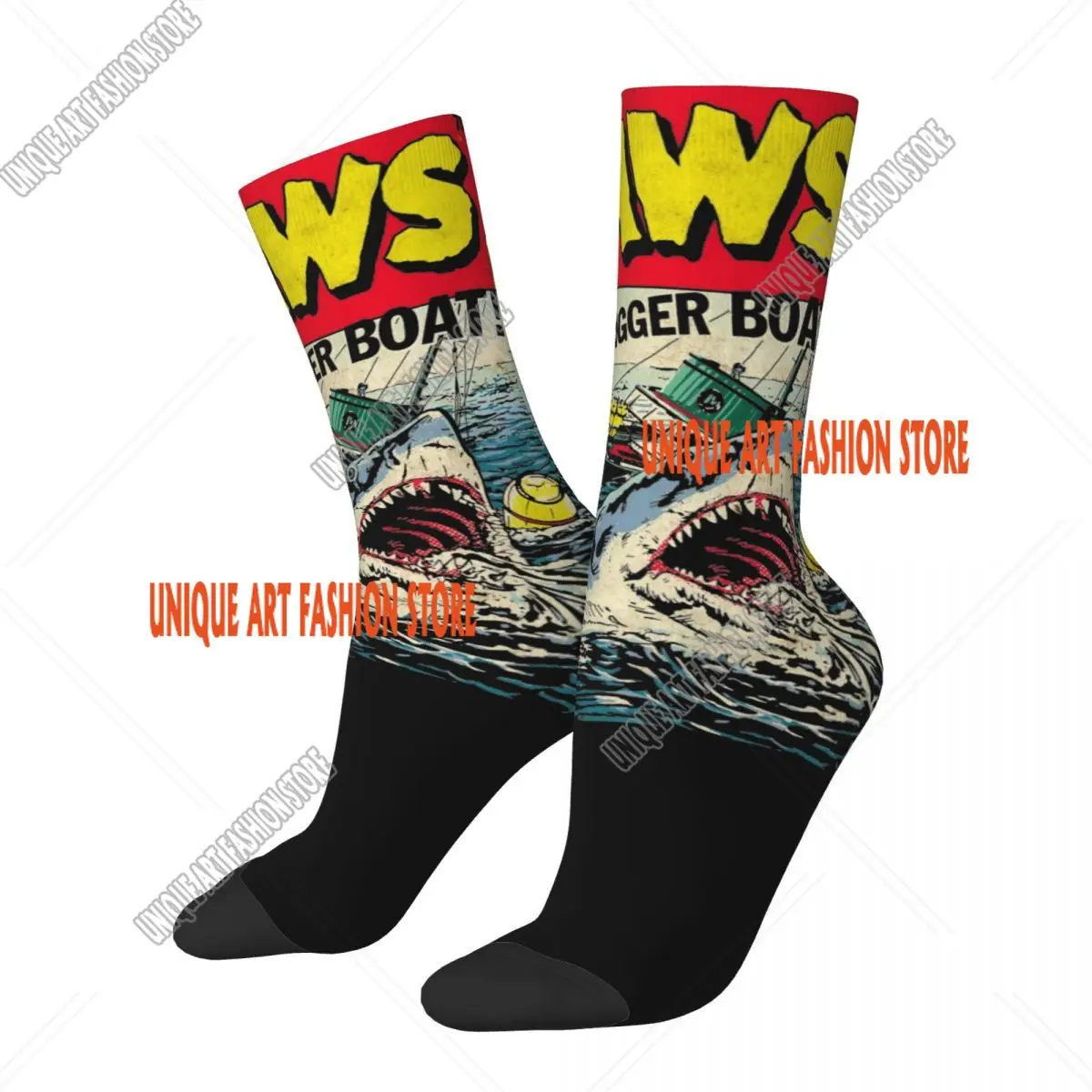 Autumn Winter Fashion Unisex Jaws Edition Comic Book Cover Socks Non-slip Basketball Socks