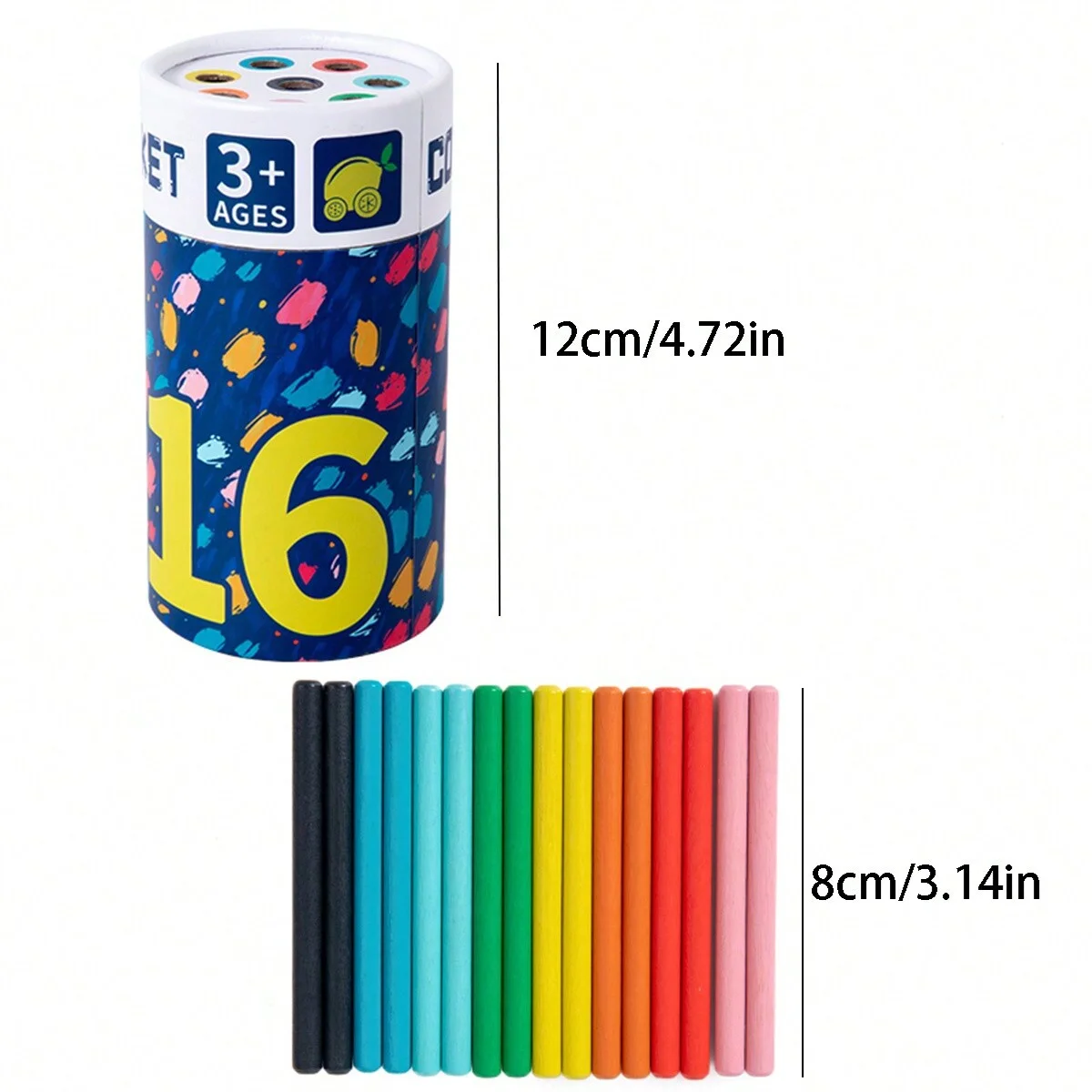16 pièces bâtons Classification des couleurs seau de tri enfants apprentissage et jouet éducatif couleur et forme jeu de tri jouet