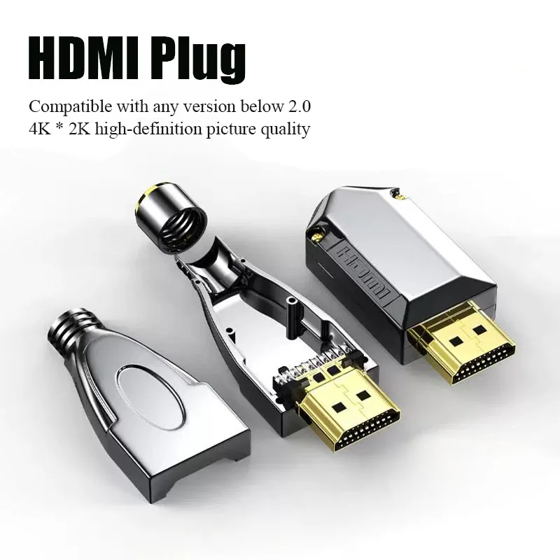 HDMI Plug with Shell DIY Metal Soldering HD Cable Connector High Speed Welding HD Data Cable Joint for Computer TV Pure Copper