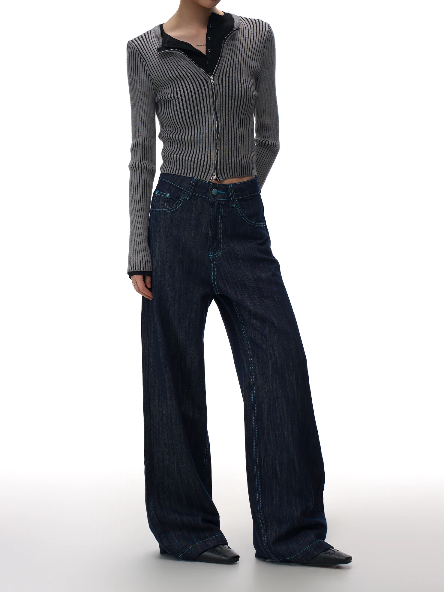 

Retro American Loose Casual Denim Jeans Women's Spring New Color Blo Straight Leg Wide Leg Pants Cotton Denim