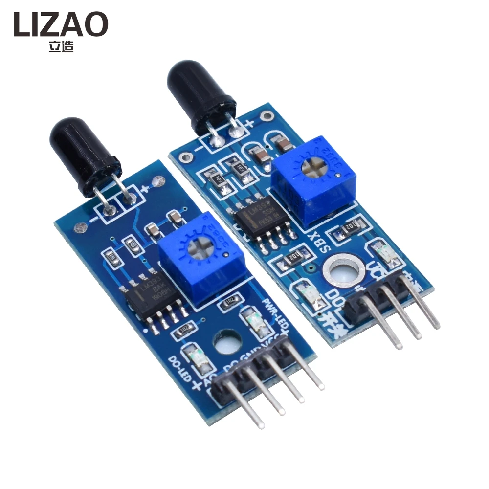 LIZAO 3/4 Wire Flame Sensor Module, Infrared Fire Detector with Dual Output for Fire Alarm and Arduino Projects