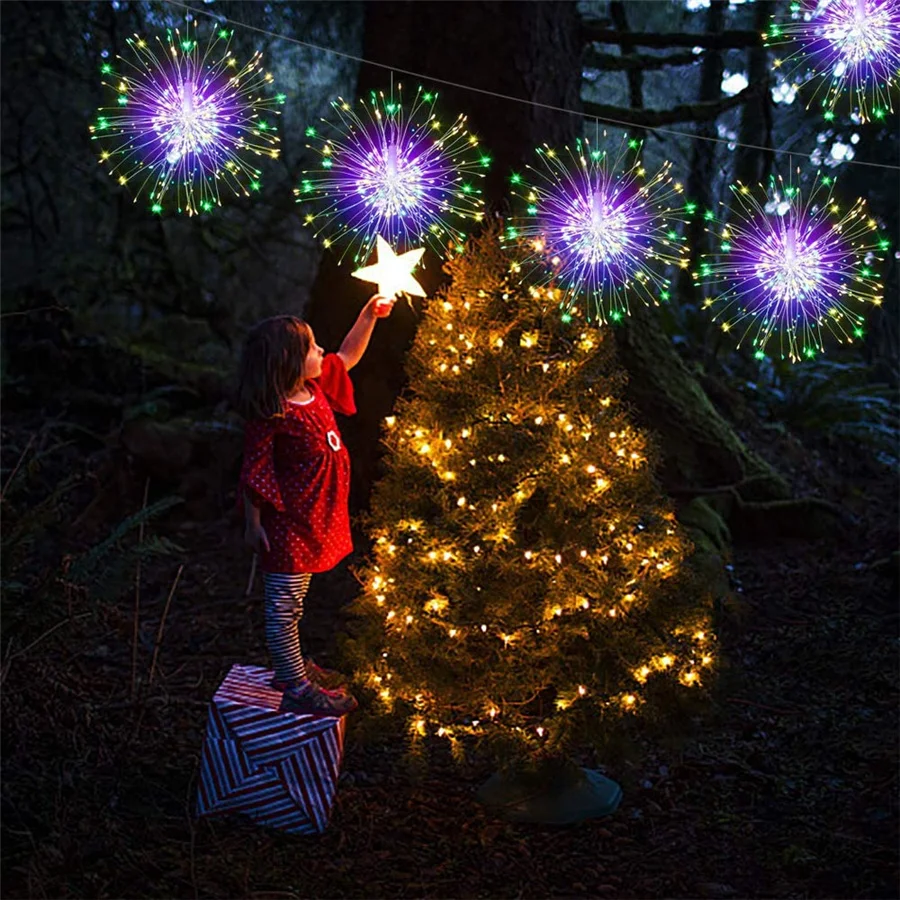 Christmas Garland Fireworks Fairy Lights 10 IN 1 1200LED Festoon Curtain String Lights for Xmas New Year Party Garden Decoration