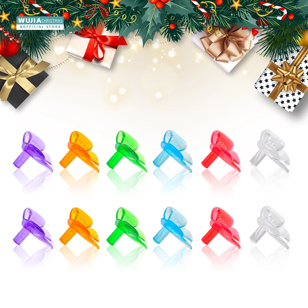 50pcs Ceramic Christmas Tree Replacement Lights Bulbs Lights Medium MultiColor Butterflies/Bowknot Peg Country Art Noël Supplies