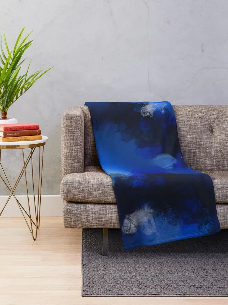 Monochromatic Blue Abstract Throw Blanket Flannels Travel Blankets