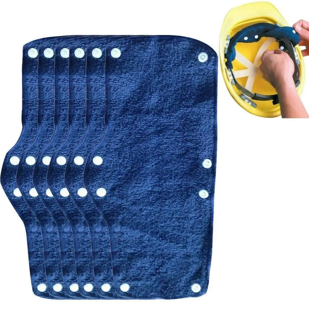 6Pcs Safety Helmet Lining Pad Soft Hard Hat Sweat Band Work Place Summer Snap-On Outdoor Accessories