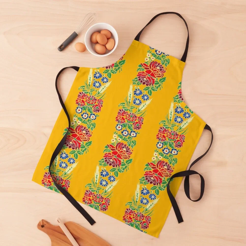 

Slavic folklore ribbons, yellow, large pattern Apron Kitchen For Women Things For Kitchen Apron