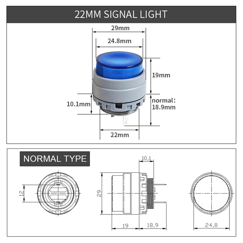 LED Beacon Light Pilot Lamp 12v 24v 22mm Industrial Mini Led Lighting Signal Indicator Light Red Green Blue Yellow White 2pin 5A