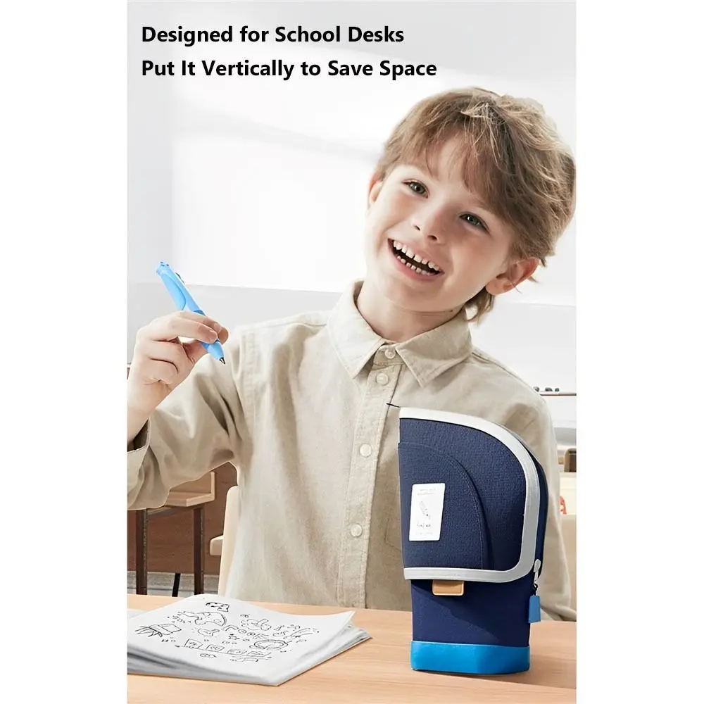 Estando Caso Lápis, portátil, vertical, retrátil, papelaria saco de armazenamento, Desk Suprimentos Titulares, bonito, 2 em 1