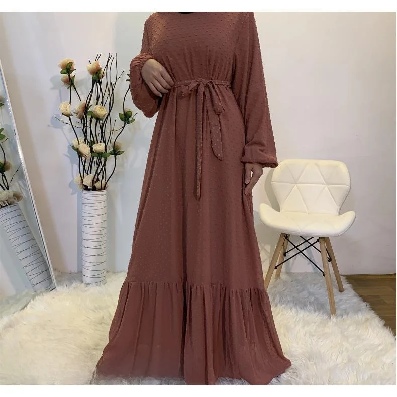 فستان Faion نسائي طويل بحزام Sve أرجوحة كبيرة Dr لون نقي لخريف 2020 فستان طويل للسيدات