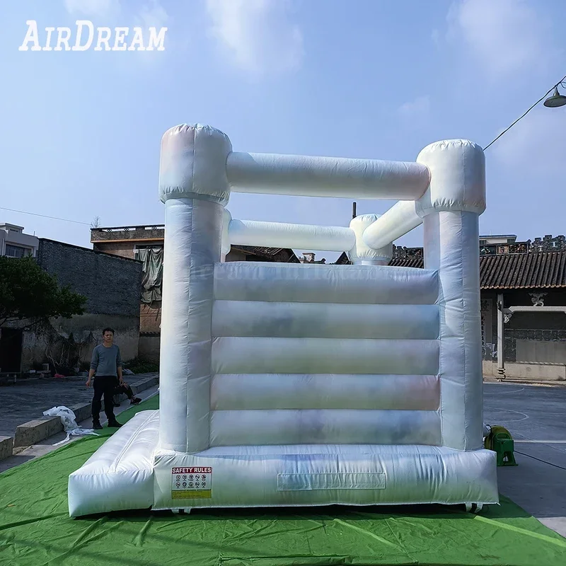 Château Gonflable Blanc avec Souffleur pour Enfant et Adulte, Maison à Rebond Commerciale pour Mariage