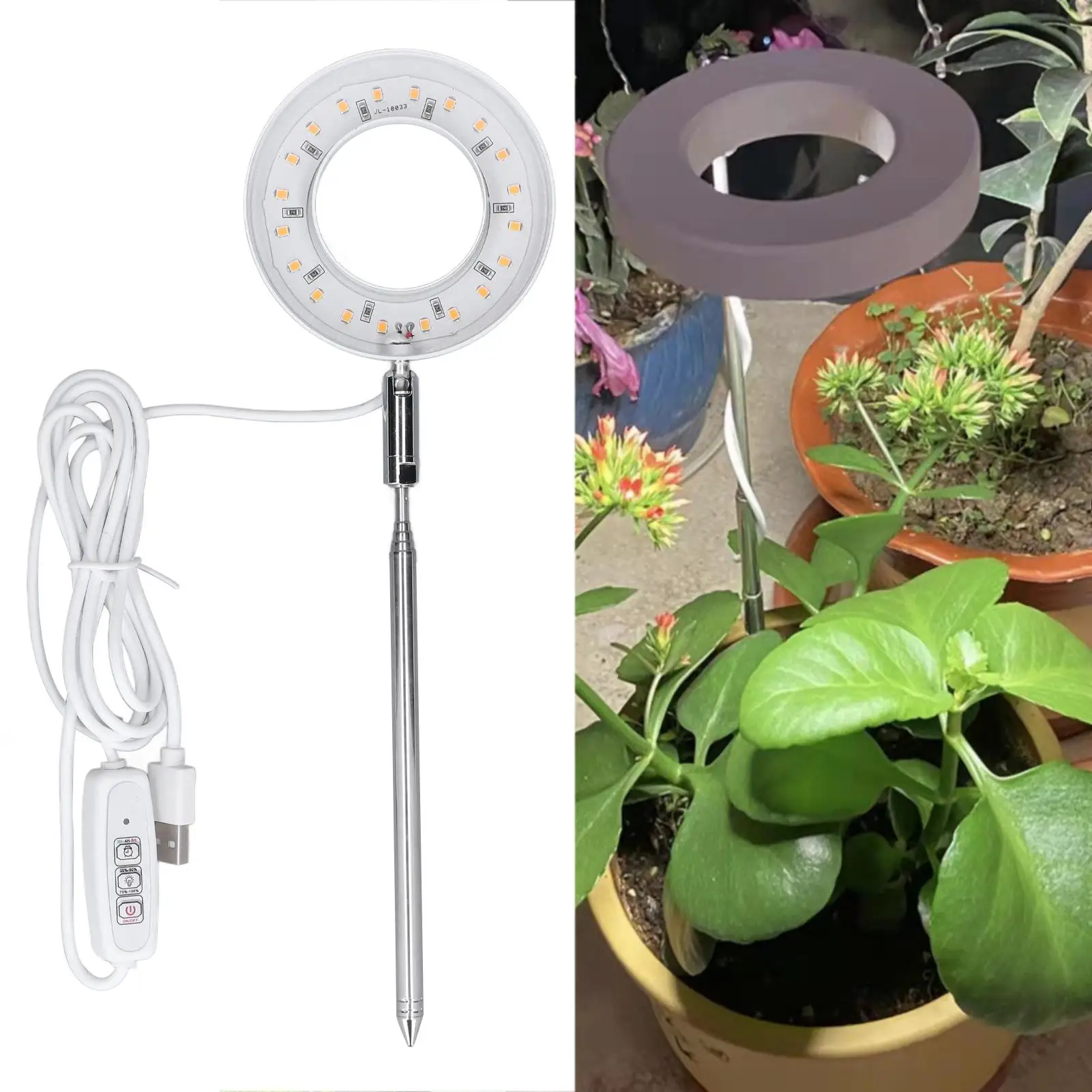 Full Spectrum LED Grow Light for indoor Plants – Adjustable Brightness, Retractable USB Plant Lamp