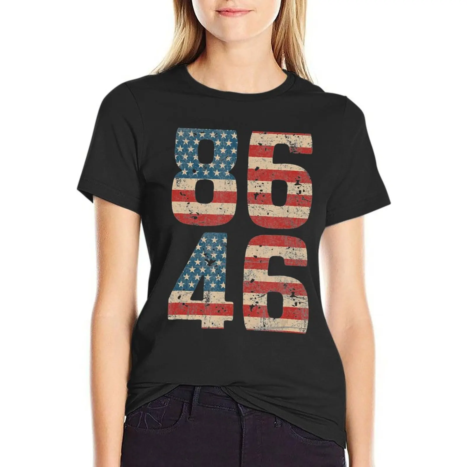 86 46 Impeach Biden 46 Vintage Distressed 8646 Anti Biden T-Shirt summer tops tops graphics graphic t-shirts for Women