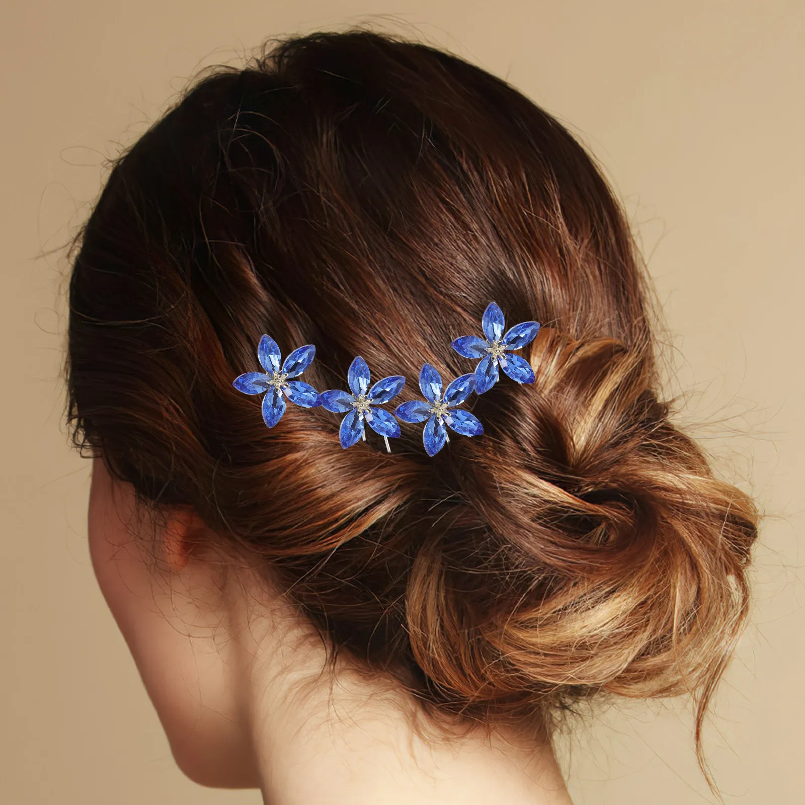 Rhinestone Hair Pins Set – 4pcs U-Shaped Bridal Bobby Pins for Wedding, Bridesmaid & Bun Styling