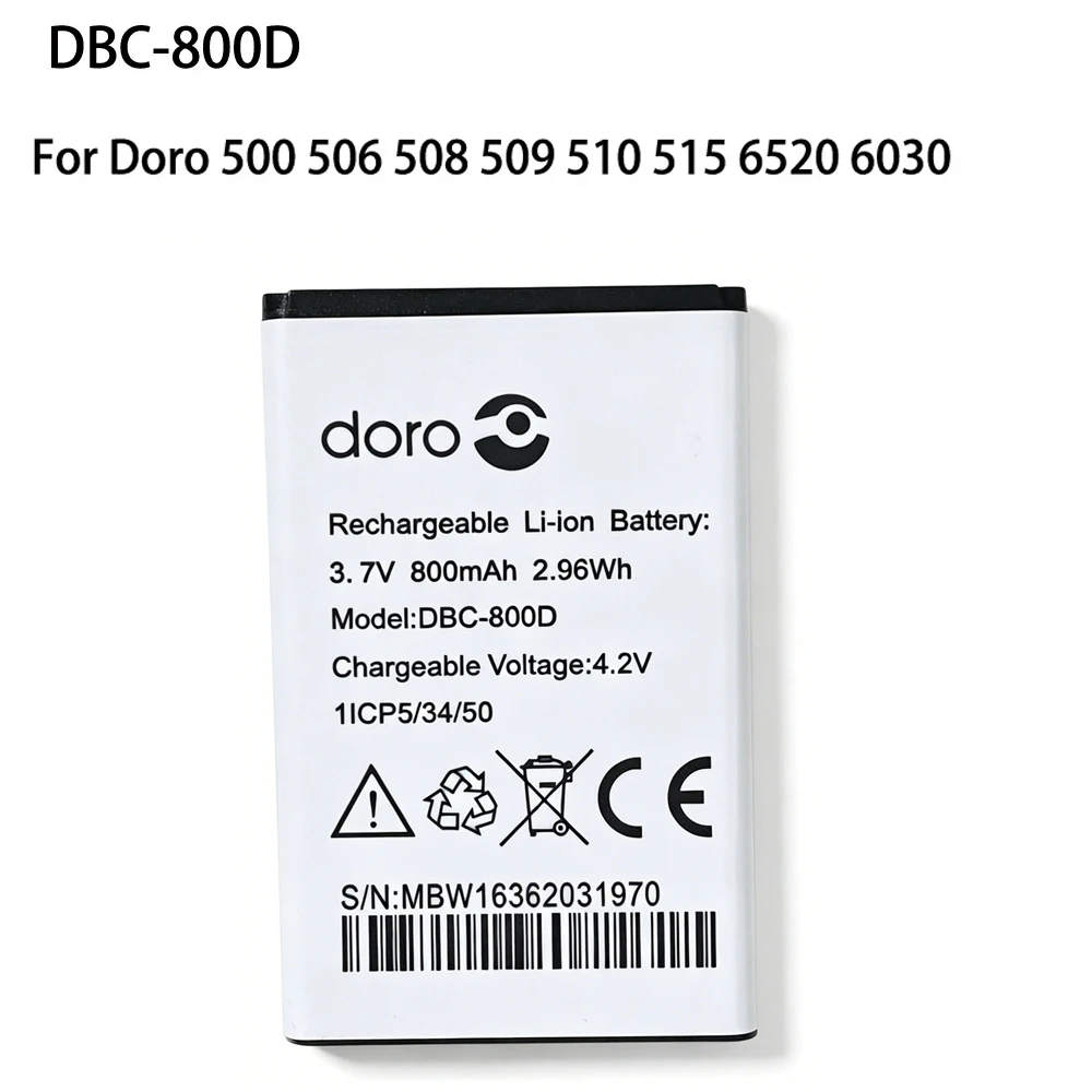 Batería de DBC-800D de 3,7 V y 800mAh para Doro 500 506 508 509 510 515 6520 6030 baterías de enrutador inalámbrico capacidad Real 100%