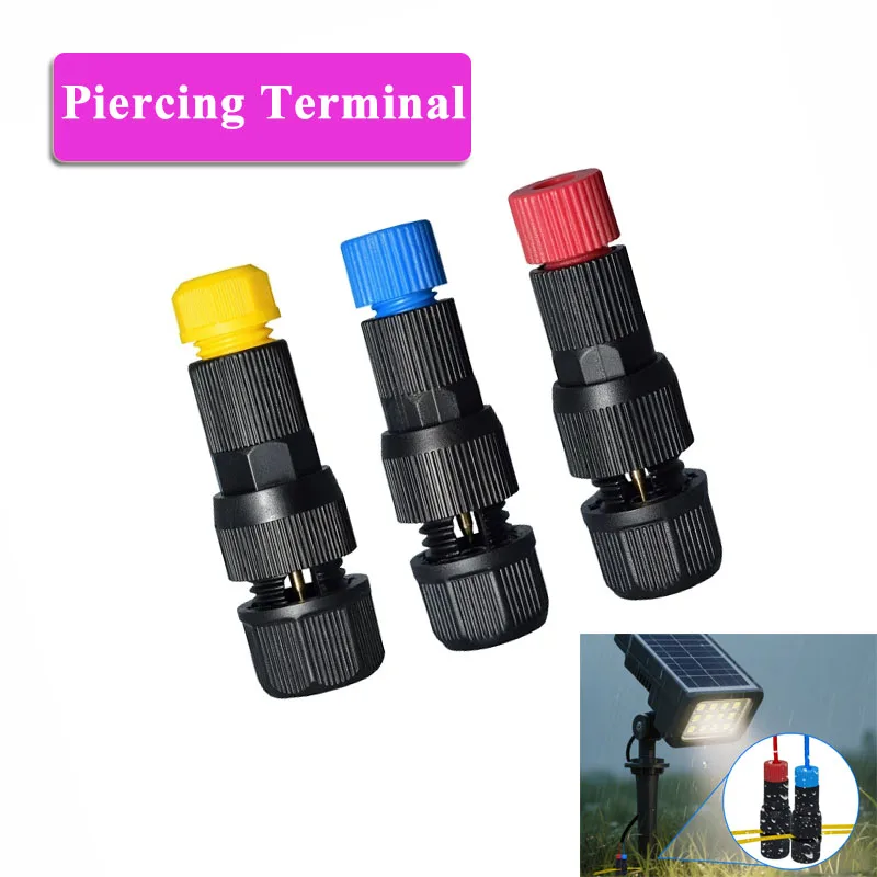 IP68 Fastlock Piercing Terminal for Outdoor Lighting Fixtures With Piercing Type Waterproof Crimp Wiring Quick Connector