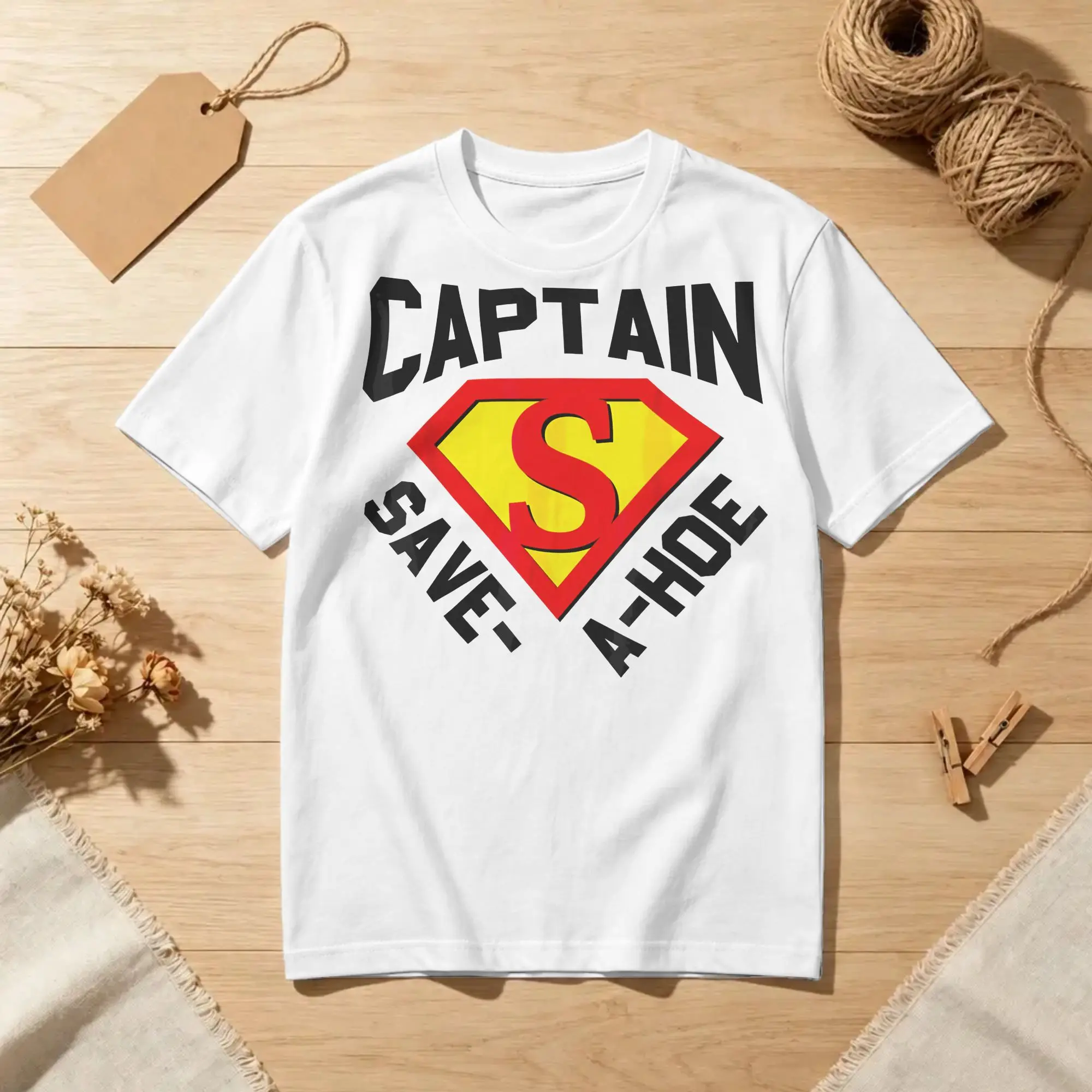 Captain Save a Hoe Meme T Shirts Funny for Boyfriend Pure Cotton Clothes Funny Short Sleeve Round Collar Tee Shirt Party T-Shirt