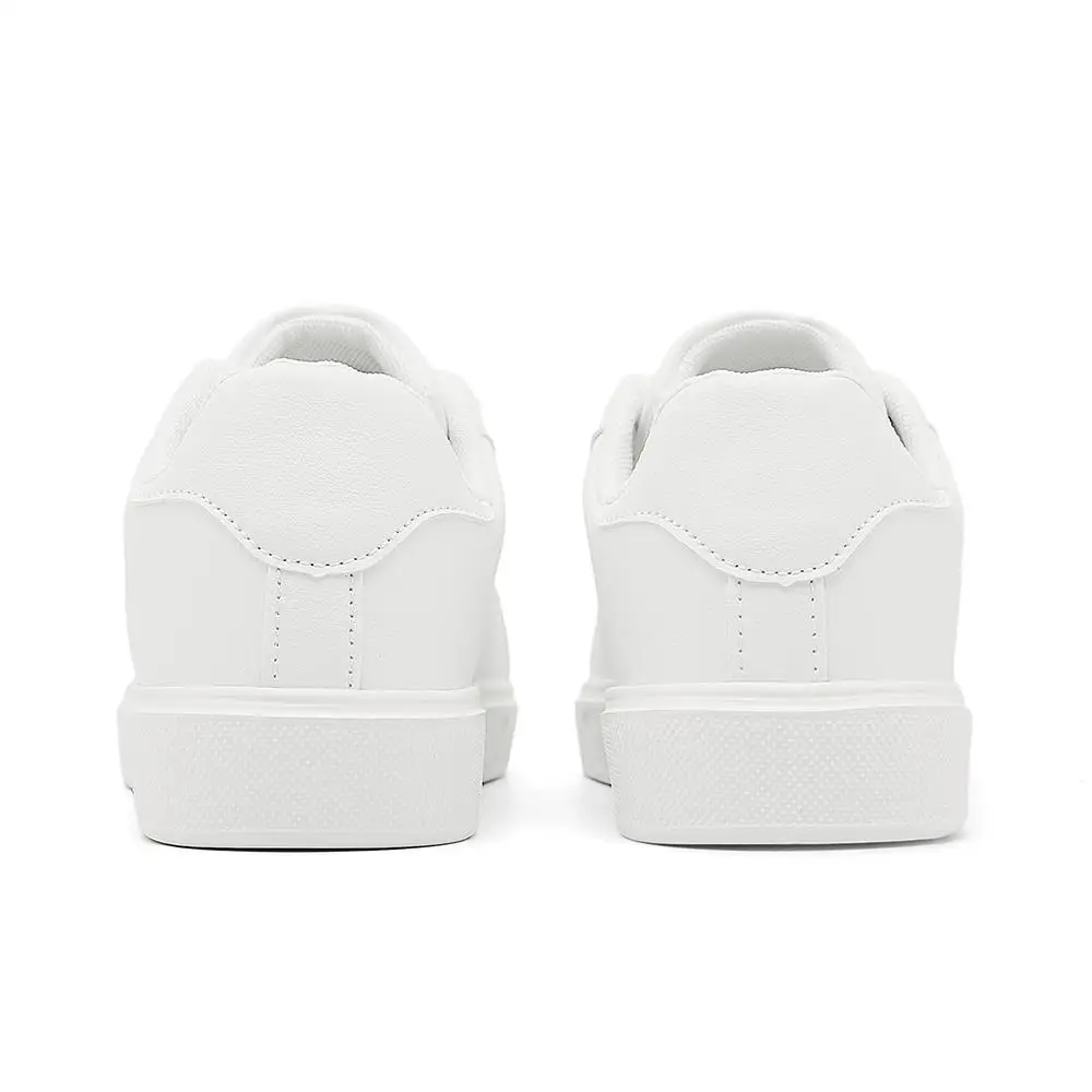 أحذية رياضية بيضاء للرجال: كلاسيكية منخفضة القمة - جزء علوي من الجلد، نعل خارجي مطاطي مقاوم للاهتراء، أحذية كاجوال مطلية بالرش على الجدران باللون الأبيض #6