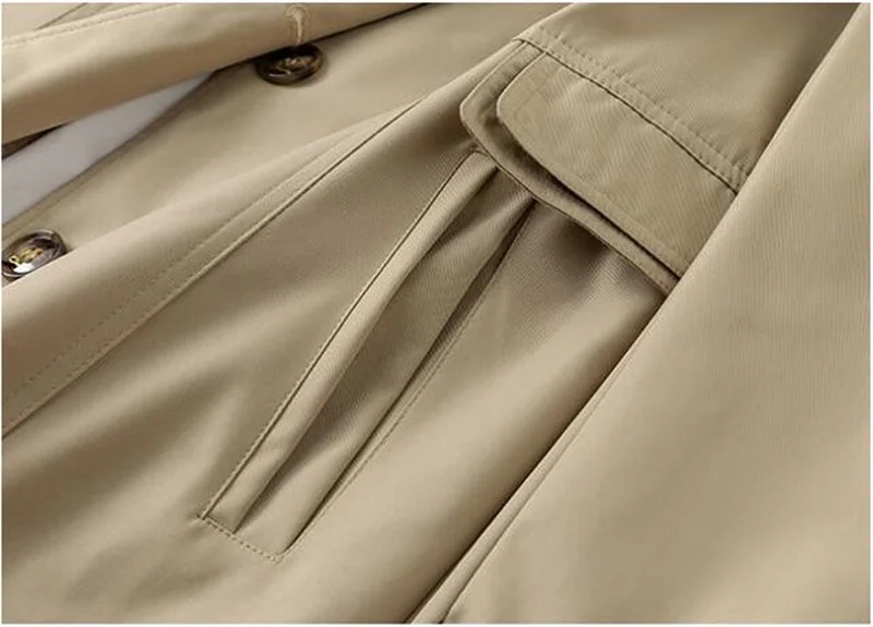 2026 Fashion Spring Autumn Solid Trench Coat Women Single-Breasted Khaki Black Pink Beige Windbreaker Outerwear Casual Tops JH33 - view 6