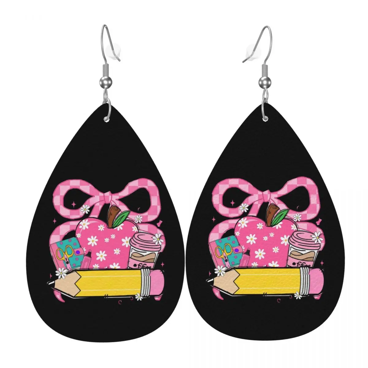 

Custom Teacher Apple Leather Earrings for Women Dangle Earrings Jewelry Accessories