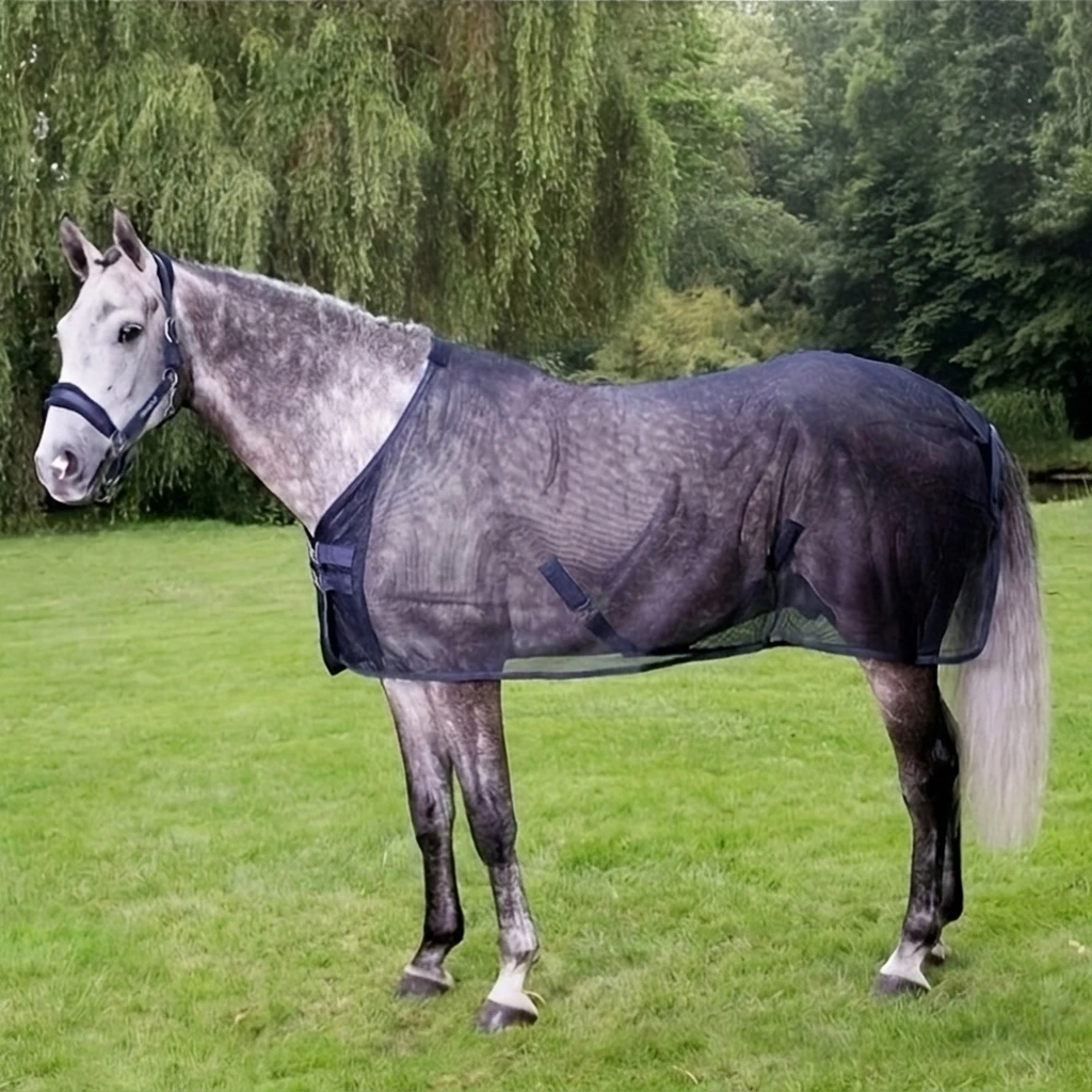 Summer Equestrian Clothing - 防蚊馬用衣料ネット、屋外用通気性メッシュブランケット、UV保護カバー、大人の馬用、耐久性のある馬具