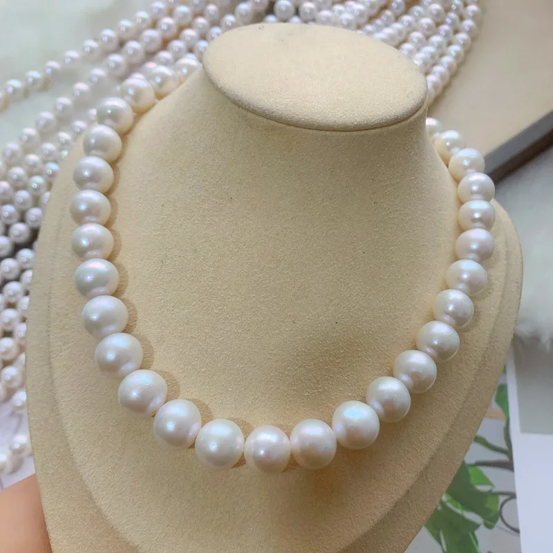 18' Baroque AAAA+10-11mm souuth sea  akoya white Pearl Necklace 925s 36in