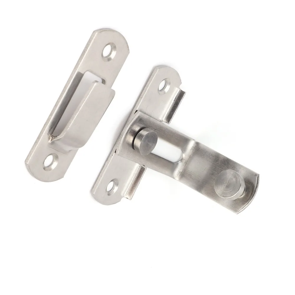 Durable 90 Degree Barn Door Latch Stainless Steel Silver Sliding Door Lock Gate Latch Lock Garage