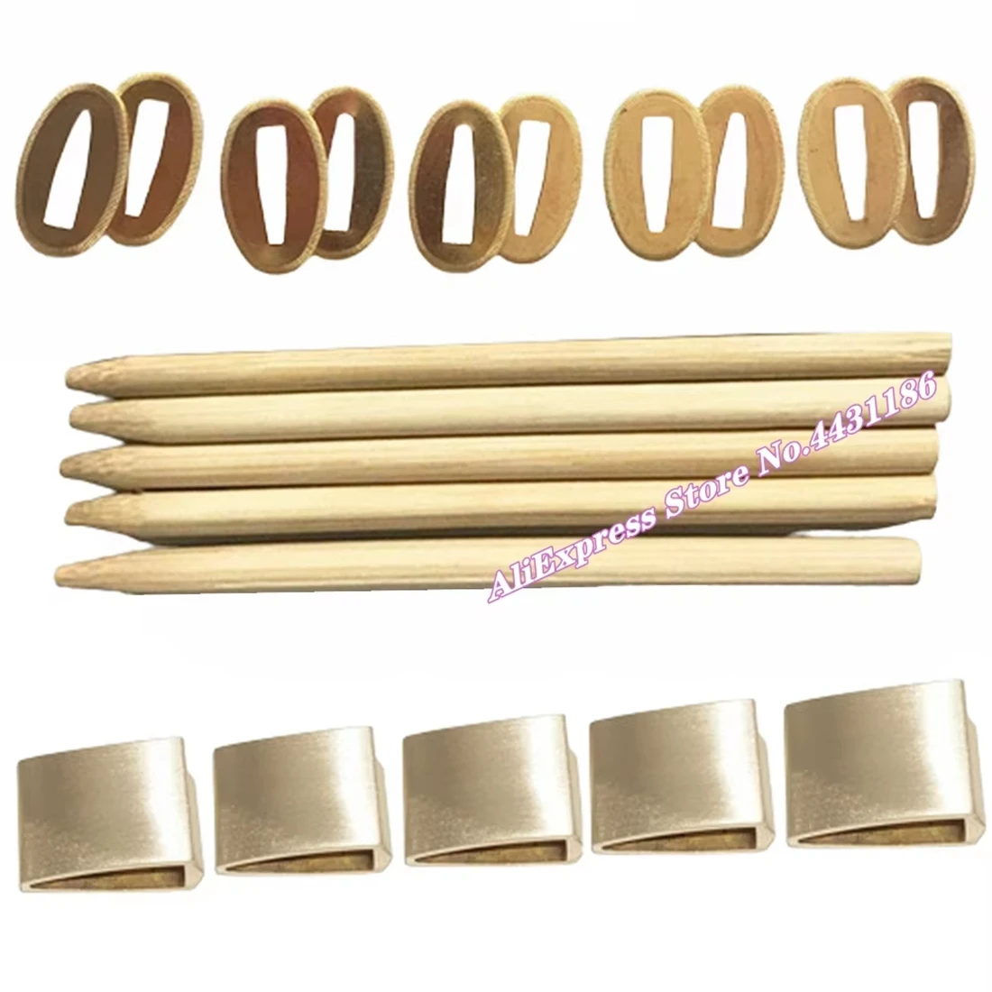 5 peças de bronze habaki bambu mekugi + 10 peças cobre seppa katana wakizashi tanto espada samurai japonês substituição acessórios diy ﻿