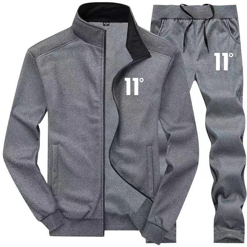 Chándal informal de 2 piezas para hombre, ropa deportiva de Color sólido, conjunto de chaqueta y pantalones, sudadera de gimnasio, primavera y otoño