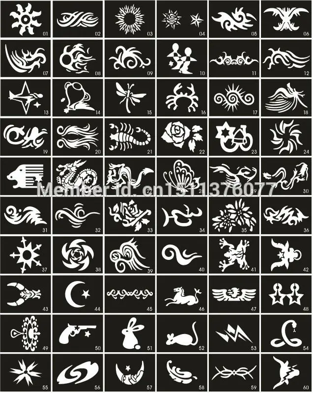 10/20/50PCS Mixed Design Tattoo Stencils for Body Painting Airbrush Glitter Template Kids Flower Butterfly Henna Tattoo Stencil