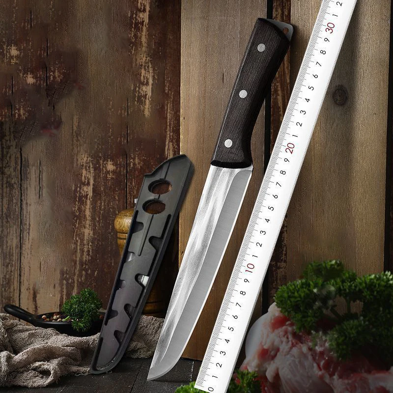 

Kitchen cooking boning knife, forged stainless steel kitchen knife with knife sleeve, butcher's special pig slaughtering knife