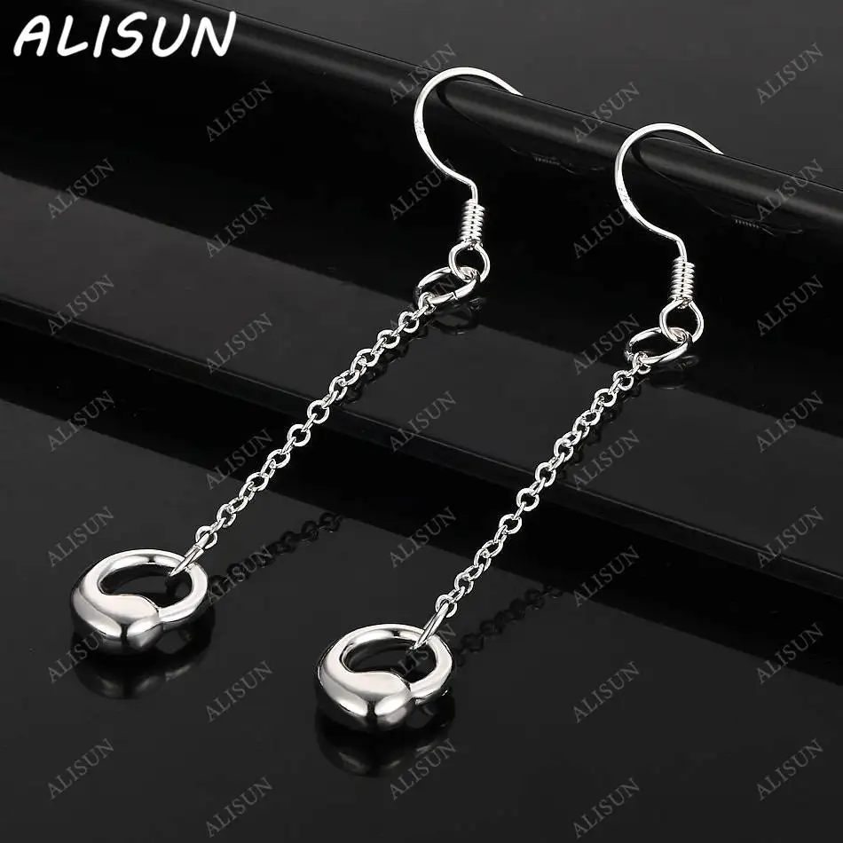 

ALISUN 925 Sterling Silver Round Earrings Drop Earrings For Women Charm Trend Birthday Gifts Fashion Party Fine Jewelry