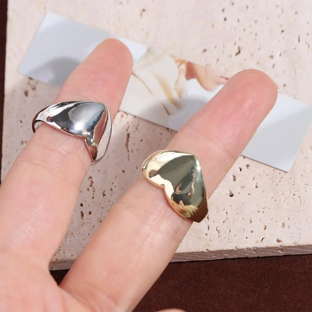 

Geometric Metal Heart Ring Jewelry Accessories Alloy Geometric Open Ring Korean Style Minority Design Wide Finger Buckle Women