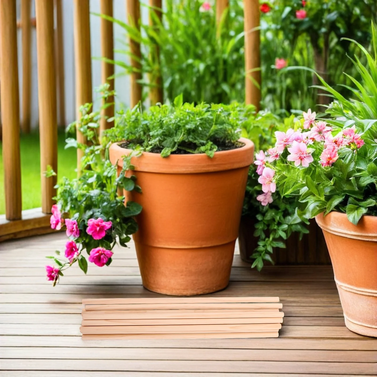 

10Pcs Natural Wood Plant Stakes Garden Support Sticks for Climbing Plants Flower Support Stakes Indoor Outdoor Potted Plants and