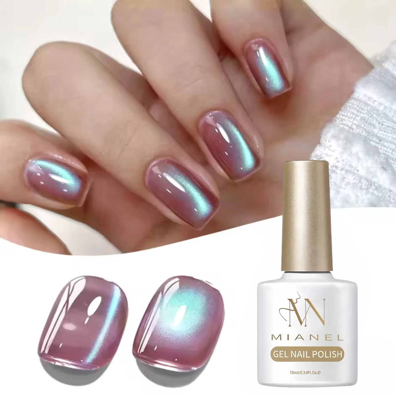 10ML 1 Stück 2026 Lila Nägel Traumhafter Lila-Blauer Aurora Katzenauge Nagellack Gel Mit Aufhellenden Glasperlen Katzenauge Gel