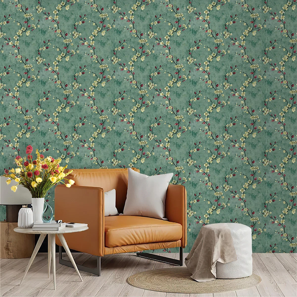 TEMU Vintage Floral Wallpaper Self Adhesive Thick Flower Wall Sticker for Bedroom Living Room Wall Refurbishment JIT Shipping