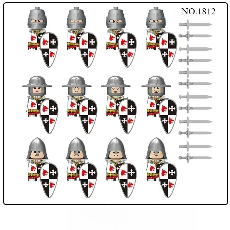Middle Ages Europe Medieval Roman Warriors Crusader Templar Knights Military Figures Building Blocks Castle King Legion Set view 5