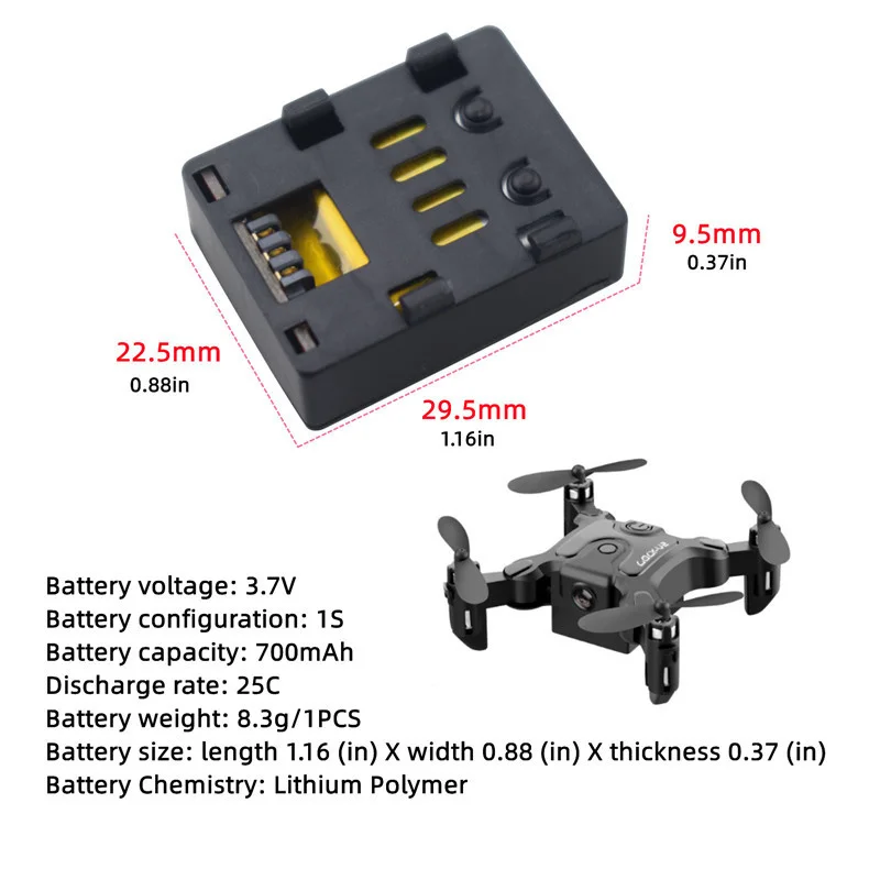 RC Drone Battery 3.7V 700mAh Lipo Battery For V2 4D-V2 Mini Four Helicopter Accessories Folding Remote Control 3.7V Battery