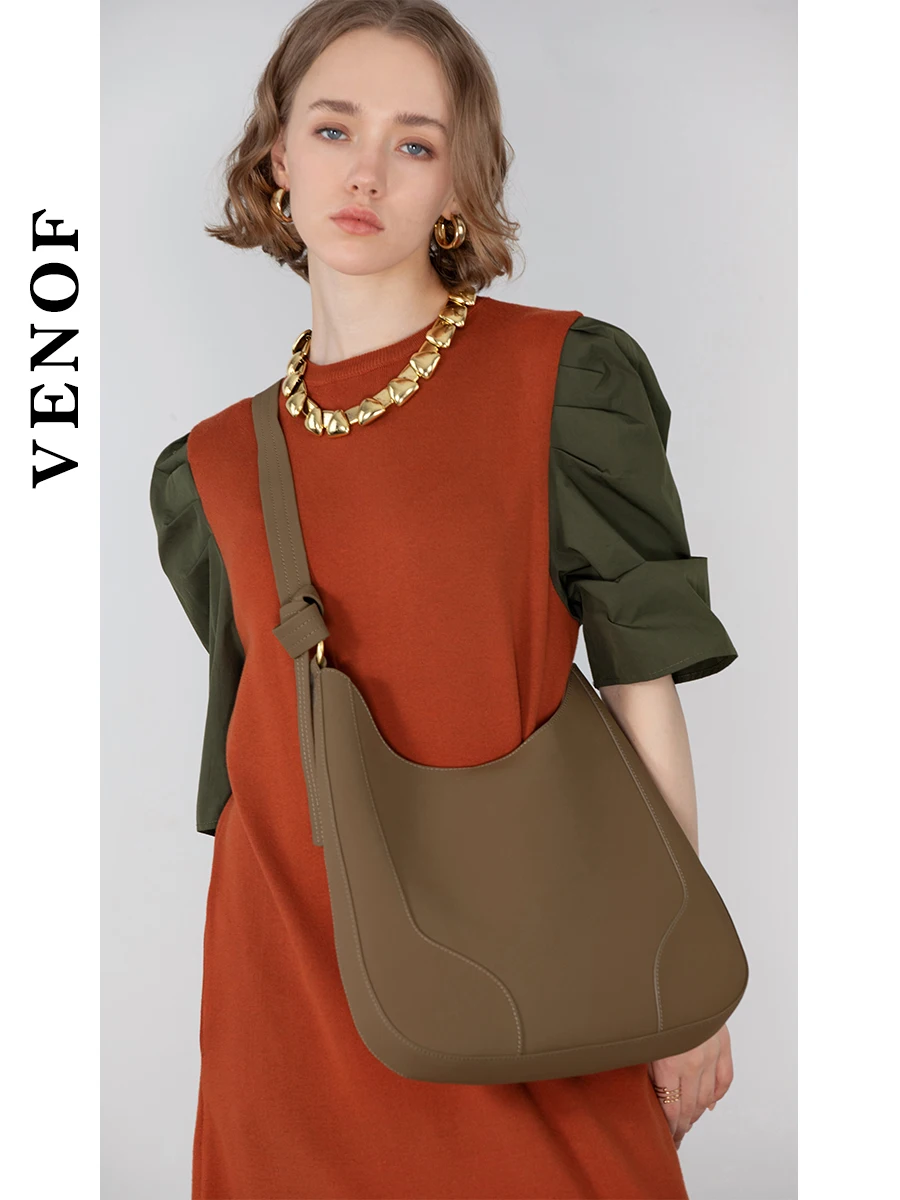VENOF 2024 Tote Bag for Women New Fashion Handbag Genuine Leather Women\'s Shoulder Bags Large Capacity Purse Casual Female Bag