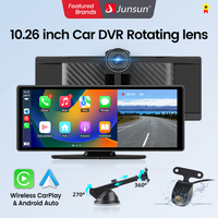 Junsun 10.26 inch Universal Car Multimedia Player with 4K 1080P Camera Wireless CarPlay Android Auto Movable Dashboard