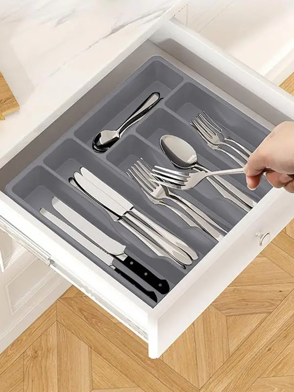 Kitchen Cutlery Storage Box Knife Holder Plastic Tray Fork Spoon Divider Drawer Box Tableware Organizer Kitchen Drawer Organizer