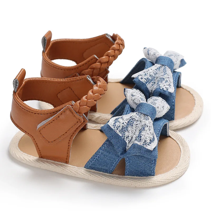 2026 Summer New Ethnic Style Kids Sandals Simple Versatile Girls' Bow Beach Shoes Comfort Non Slip Baby First Walkers Sandalias