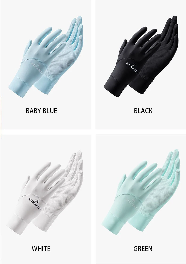 New Women Summer Anti-UV Sunscreen Ice Silk Thin Gloves Mesh Breathable Can Be Opened Fingertip Driving Mitten