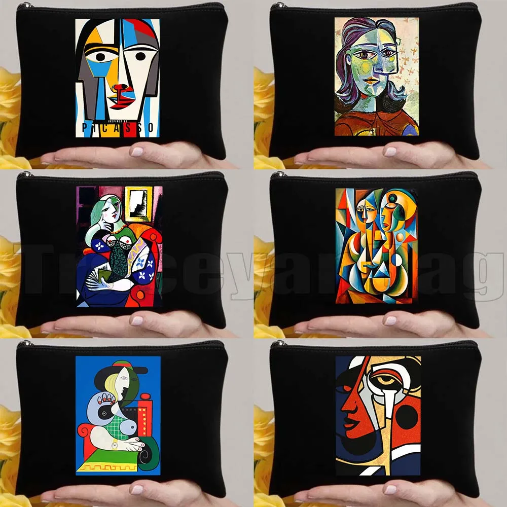 

Абстрактная картина в полном цвете в стиле Пабло Пикассо, подарок в стиле ретро-кубизма, холщовая сумка-косметичка, пенал, чехол для карандашей