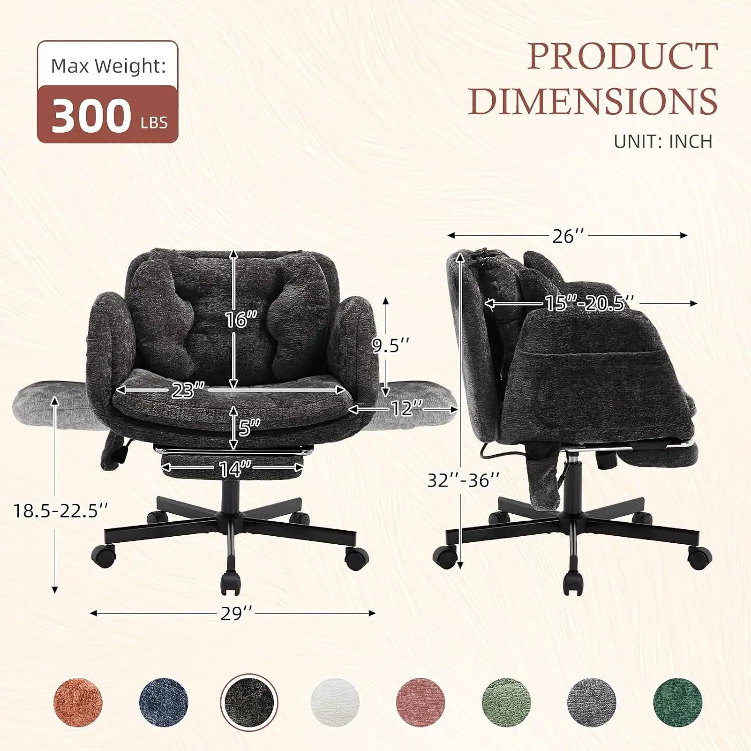 Criss Cross Office Chair With Footrest & 5-Gear Adjustable Arms, Black, Customized