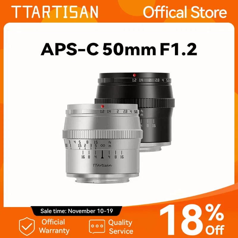 TTArtisan 50mm F1.2 Obiektyw do portretów z dużą przysłoną do obiektywów Sony E Mount FUJIfilm X Canon M Nikon Z Panasonic Olympus M43