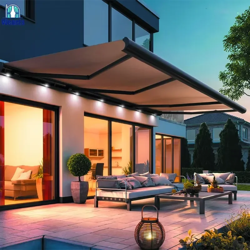 for Retractable Awning Outdoor Aluminum Alloy Full Cassette Folding Arm with Remote Control